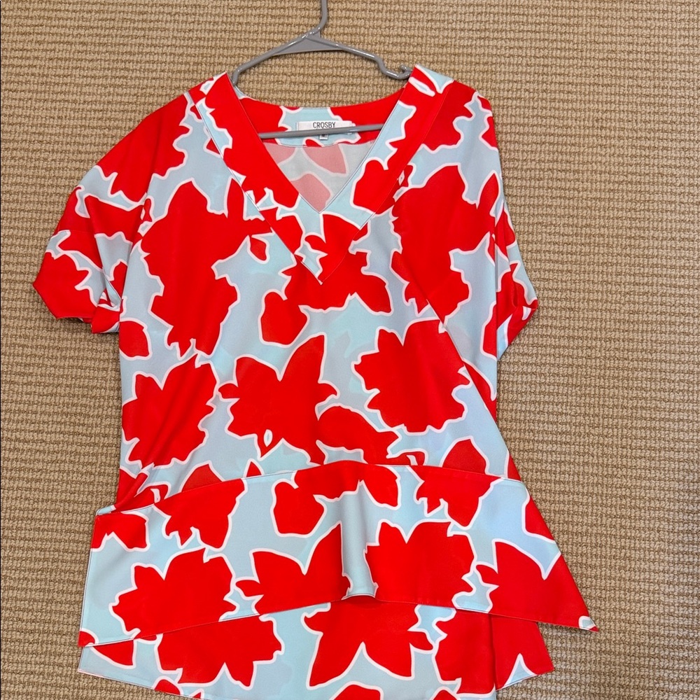 CROSBY by Mollie Burch Red and White Floral Blouse